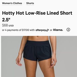 Lululemon hotty hot shorts 2.5 size 4 navy